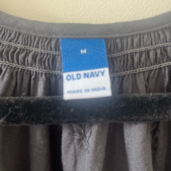 Old Navy Charcoal Gray Embroidered Tassel Midi Prairie Dress - Picture 6 of 9